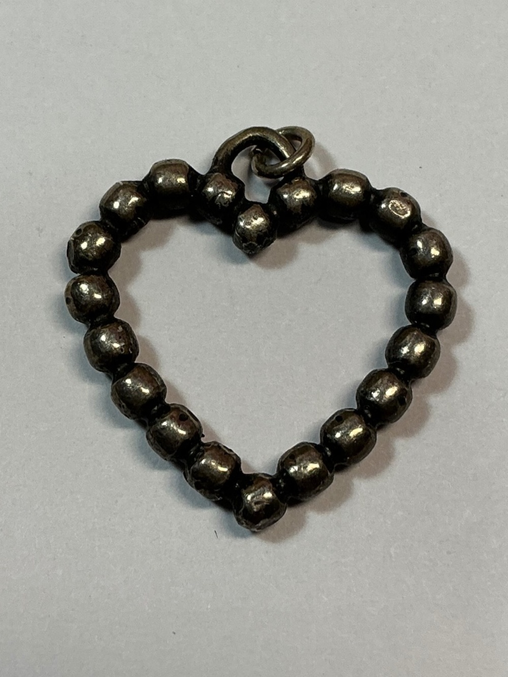 Sterling Silver Beaded Open Heart Shaped Pendant